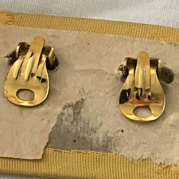 Toledo 24Kt gold encrusted Damascene CLIP ON earrings birds NWT VINTAGE - Picture 2 of 5